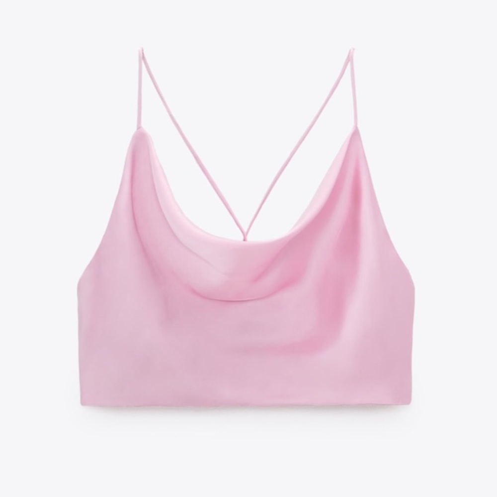 Zara Satin Effect Crop Top Small